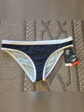 NWT Speedo Navy & White Bikini Bottoms Only MEDIUM